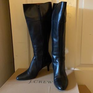 J.Crew Black Extended Calf Leather Boots size 8